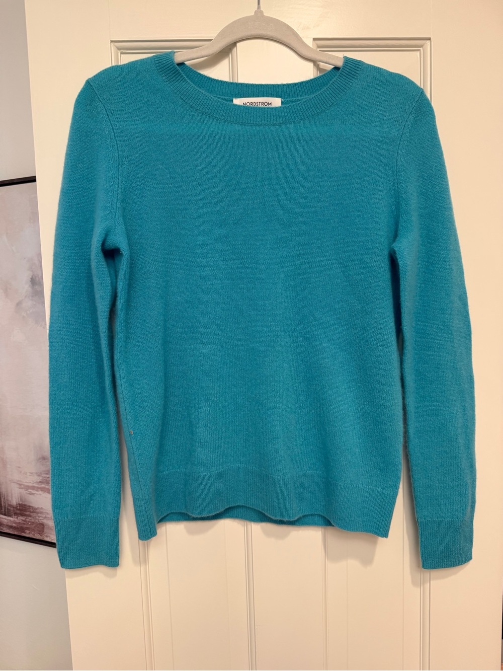 Nordstrom 100% Cashmere Women's Crewneck Sweater in Teal